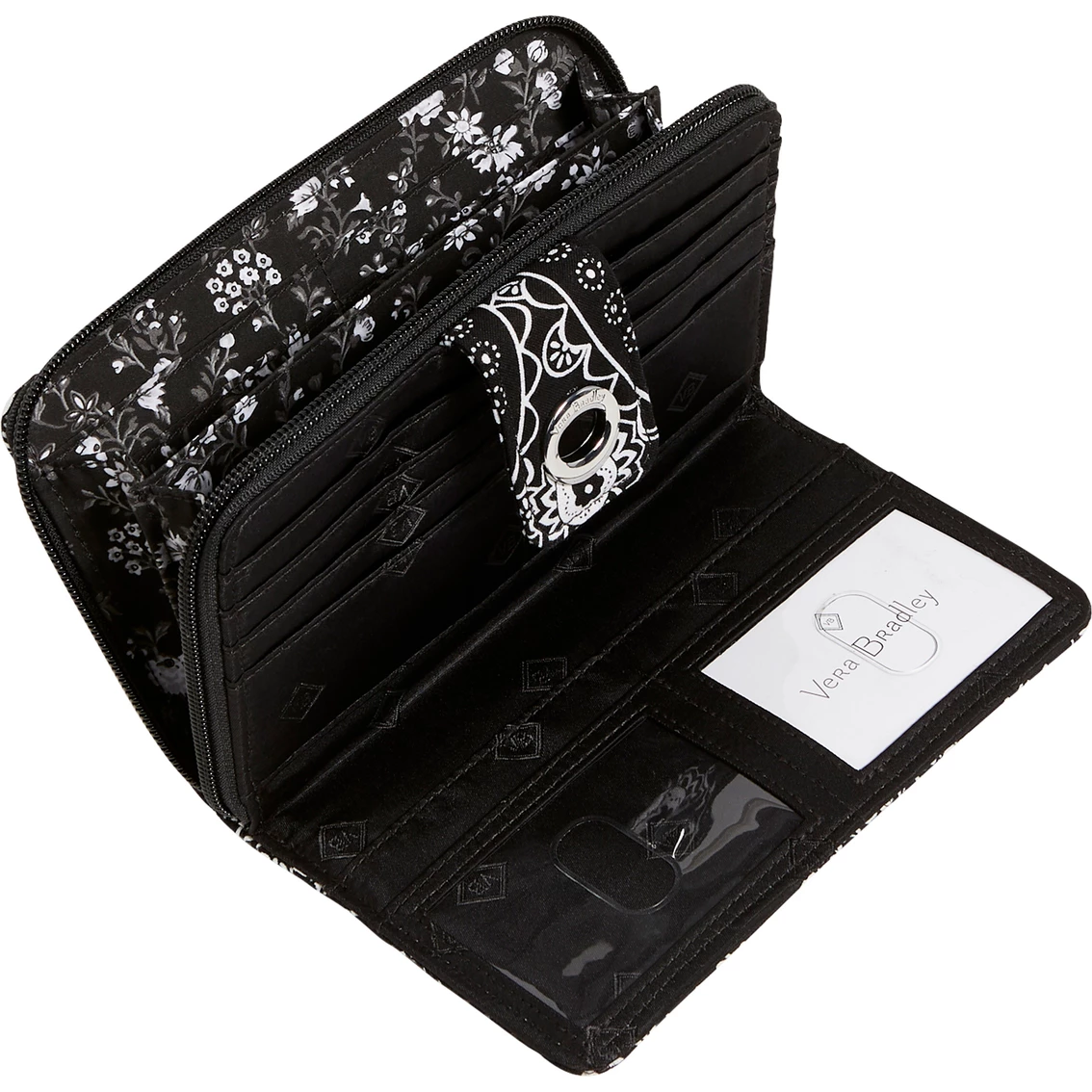 Brand new โค๏ธ Vera Bradley Recycled Cotton Black Bandana Medallion RFID Turnlock Wallet ๐