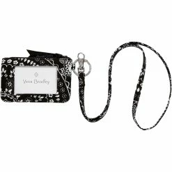 Cheap 🔥 Vera Bradley Recycled Cotton Zip ID Lanyard, Black Bandana Medallion 🥰