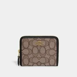 Promo ❤️ COACH 👩 Women's Box Program Signature Jacquard Small Zip Around Case 🔔