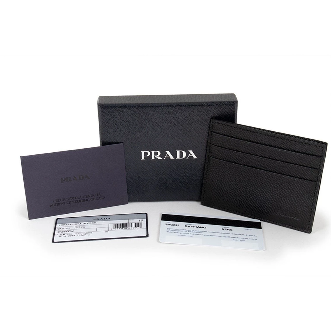 Budget π Prada Saffiano Nero Black - Gray Card Holder Silver Logo 2MC223 π - Image 2