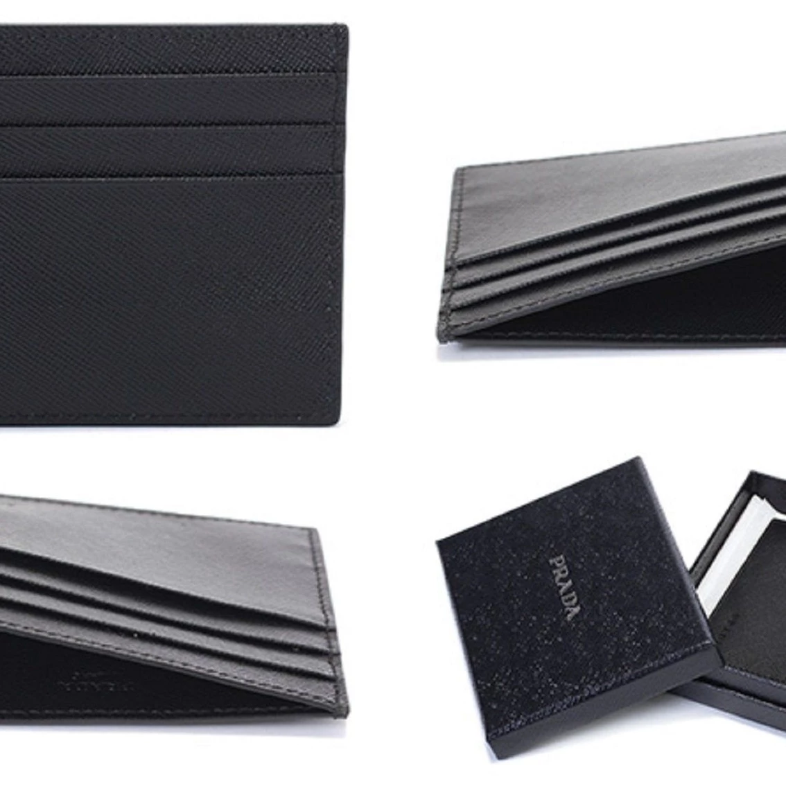 Budget π Prada Saffiano Nero Black - Gray Card Holder Silver Logo 2MC223 π - Image 3