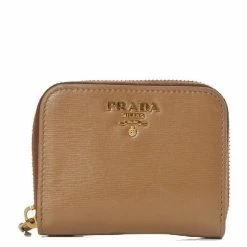 Outlet 🎉 Prada Vitello Move Cipria Beige Leather Zip Around Wallet 1MM268 😍