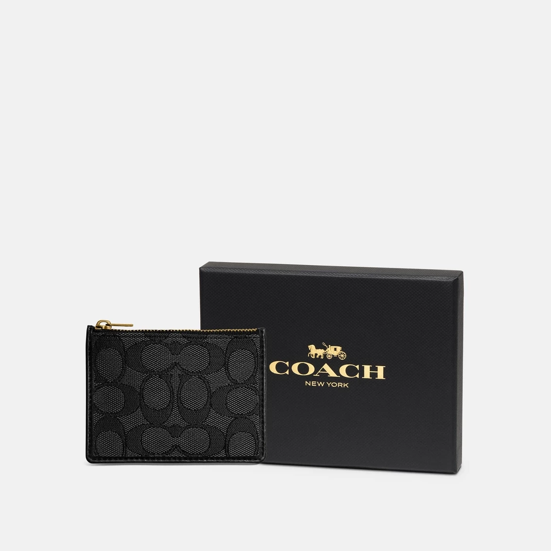 Promo ๐ Coach Box Program Signature Jacquard Mini ID Skinny โ