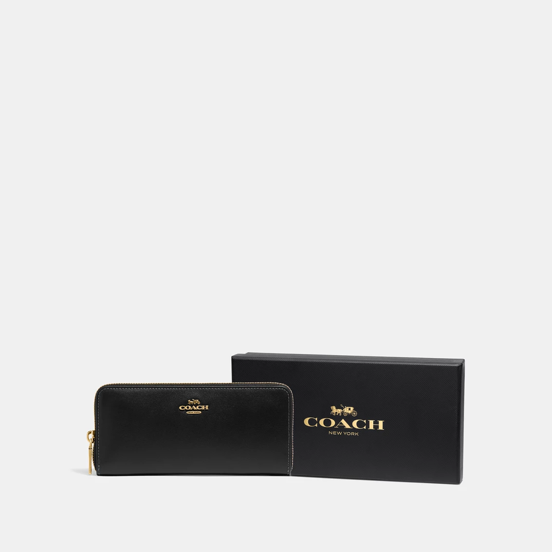 Hot Sale ๐ฏ Coach Box Program Smooth Leather Slim Accordion Zip ๐ฏ