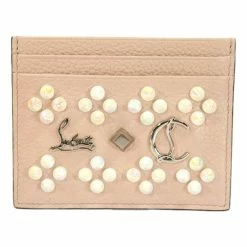 Best Sale ๐ Christian Louboutin Kios Loubisky Spike Pink Leather Card Holder ๐งจ