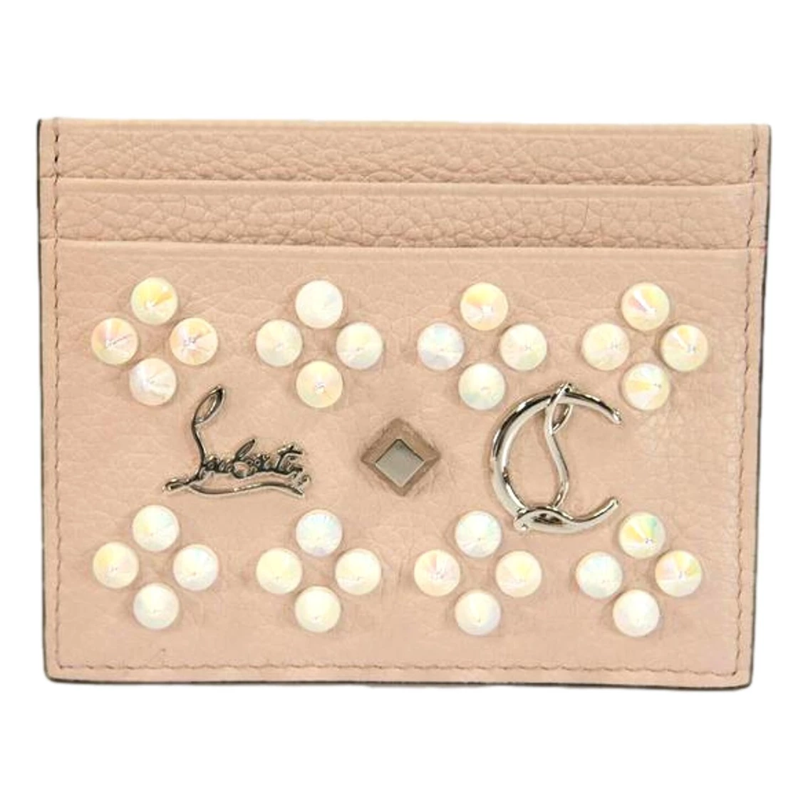 Best Sale π Christian Louboutin Kios Loubisky Spike Pink Leather Card Holder π§¨