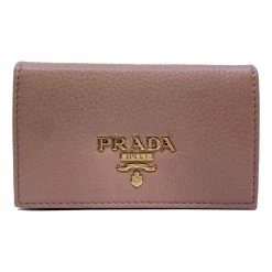 Deals 🎉 Prada 👩 Women's Vitello Grain Cipria Beige Leather Card Case Wallet 1MC122 🤩
