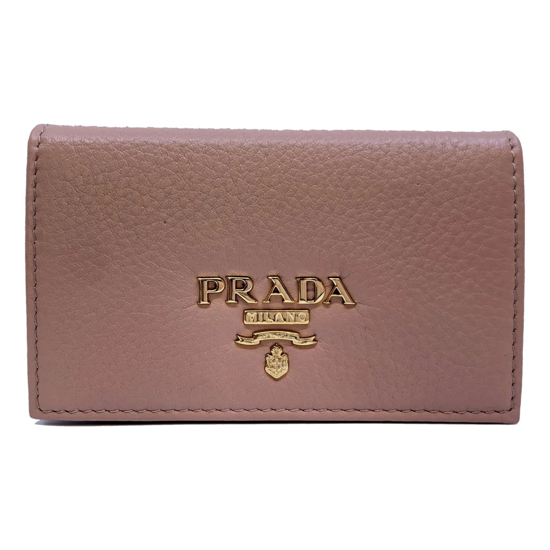 Deals π Prada π© Women's Vitello Grain Cipria Beige Leather Card Case Wallet 1MC122 π€©