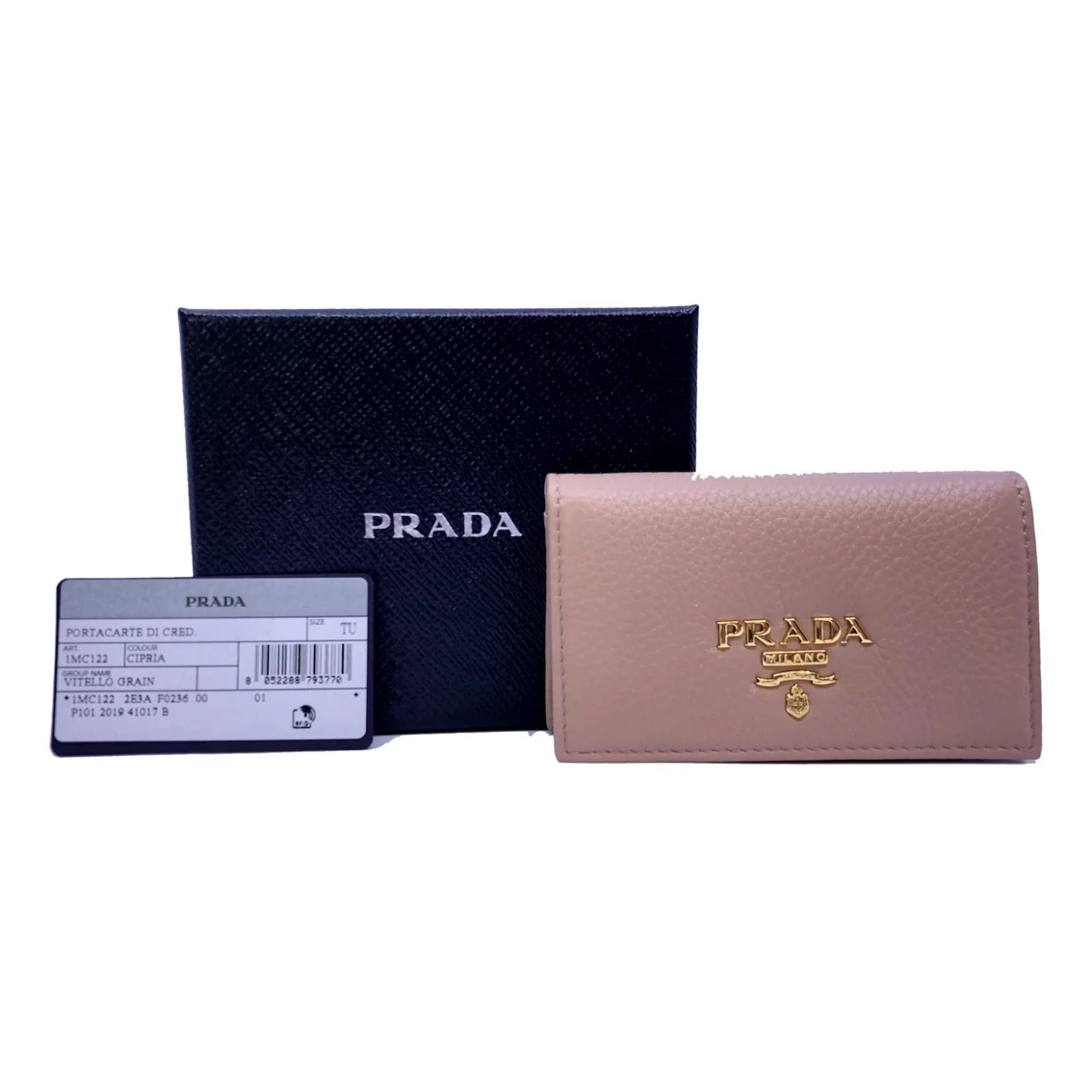 Deals π Prada π© Women's Vitello Grain Cipria Beige Leather Card Case Wallet 1MC122 π€© - Image 2