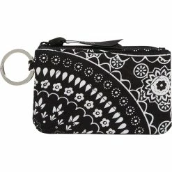 Flash Sale 🔥 Vera Bradley Black Bandana Medallion RFID Deluxe Zip ID Case, Recycled Cotton 😀