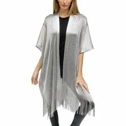 Cheap โญ Just Jamie Solid Metallic Print Kimono ๐