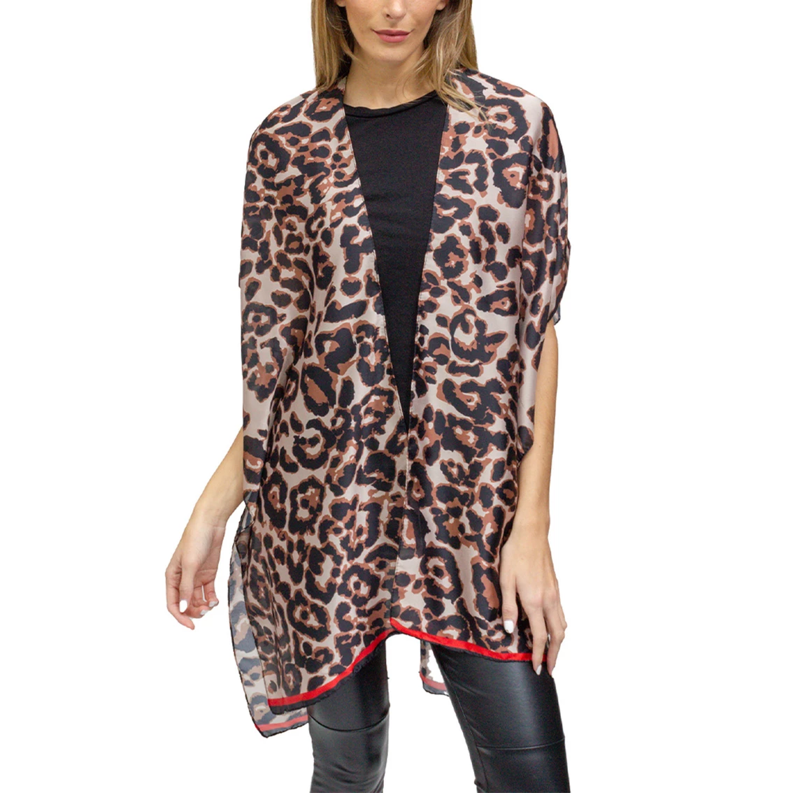 Promo โญ Just Jamie Leopard Kimono With Striped Border ๐ฏ - Image 4