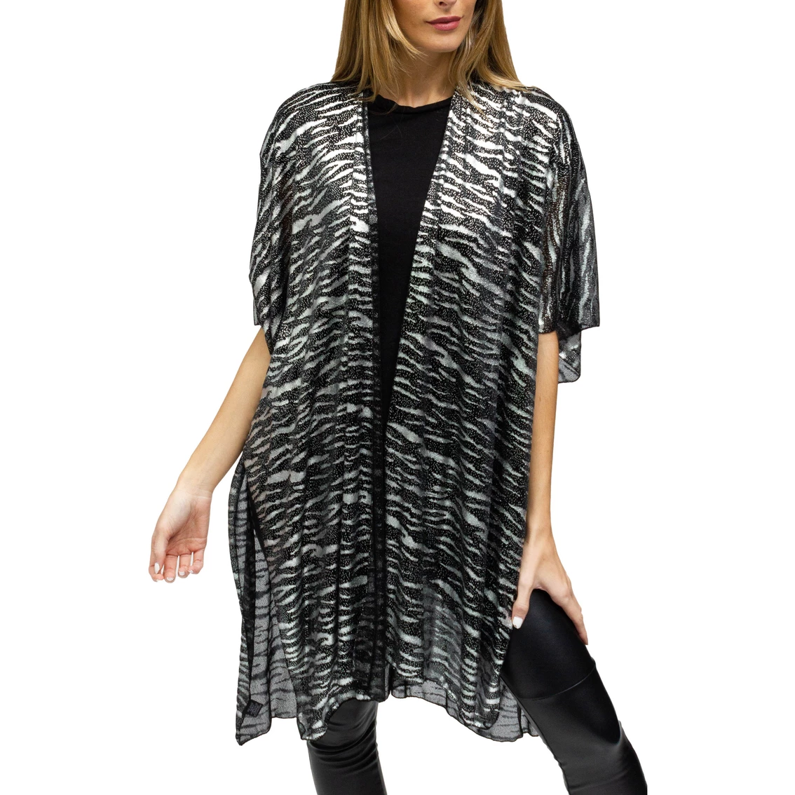 Budget ๐ฅฐ Just Jamie Zebra Foil Print Kimono ๐