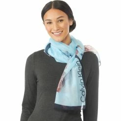 Budget ❤️ Calvin Klein Pixelated Floral Poly Chiffon Scarf 🔔