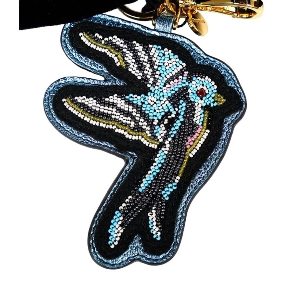 Flash Sale π Miu Miu Trick Plex Blason Beaded Blue Bird Black Velvet Bow Keyring 5TL217 π₯ - Image 4