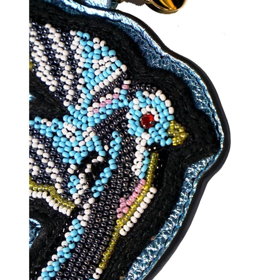 Flash Sale π Miu Miu Trick Plex Blason Beaded Blue Bird Black Velvet Bow Keyring 5TL217 π₯ - Image 5