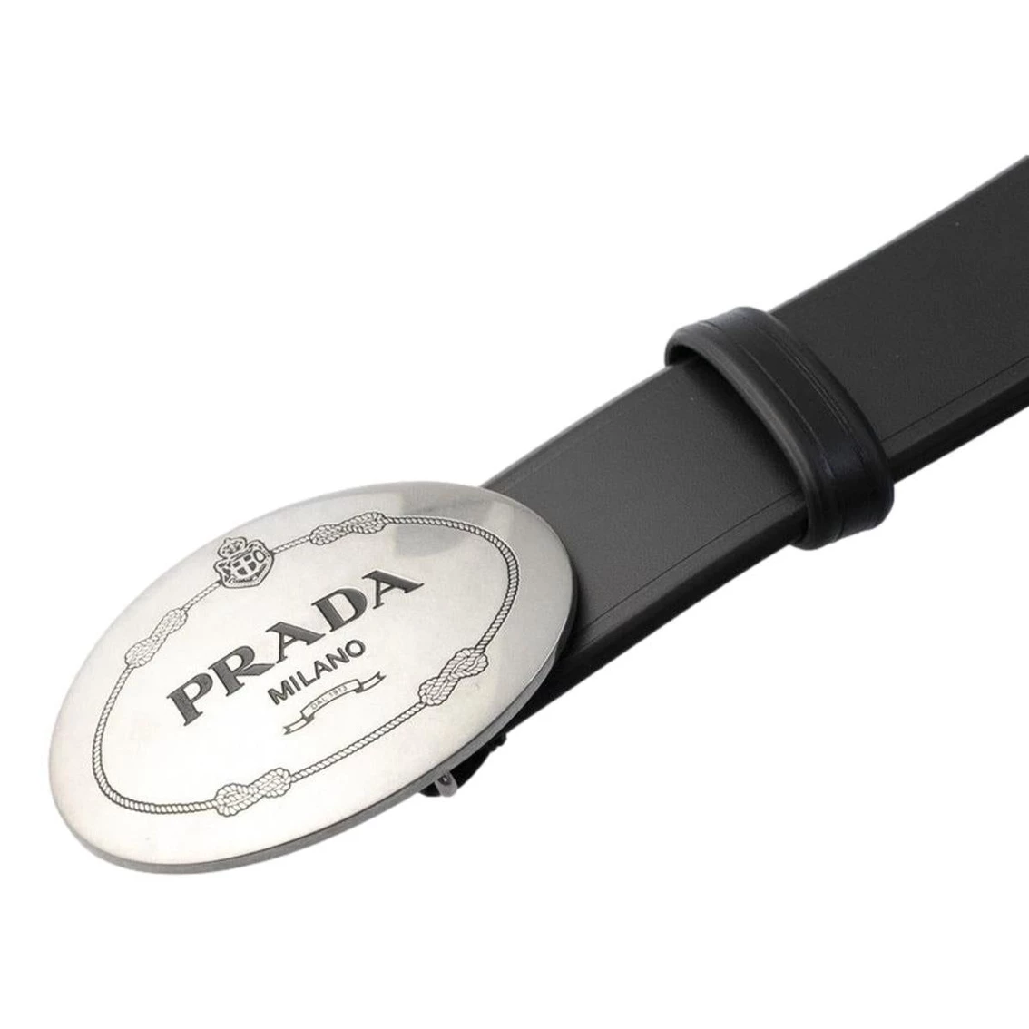 Best Pirce π€© Prada Navy Blue Saffiano Leather Belt Brushed Silver Buckle 105/42 2CM046 π - Image 2