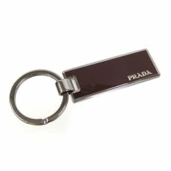 Promo 😍 Prada Rubino Red Enamel Silver Metal Keyring Keychain 2PS021 😍