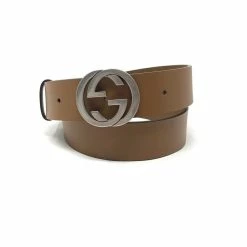 Best reviews of 🛒 Gucci Cuir Brown Leather Interlocking GG Buckle 85/34 Belt 546389 🥰