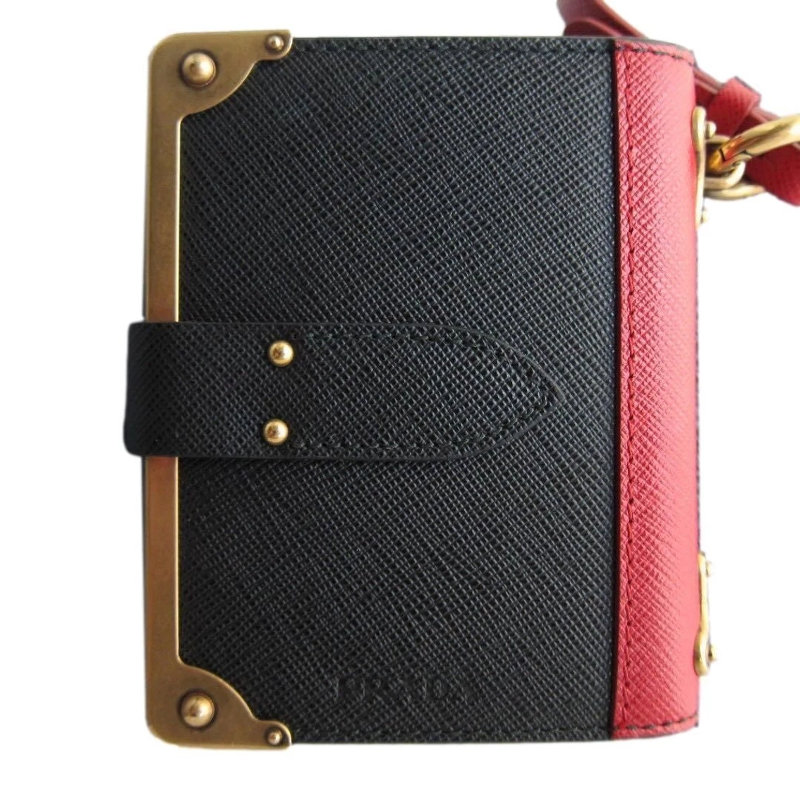 Hot Sale π Prada Cahier Black Red Saffiano Leather Notebook Bag Charm 1TL043 β - Image 4