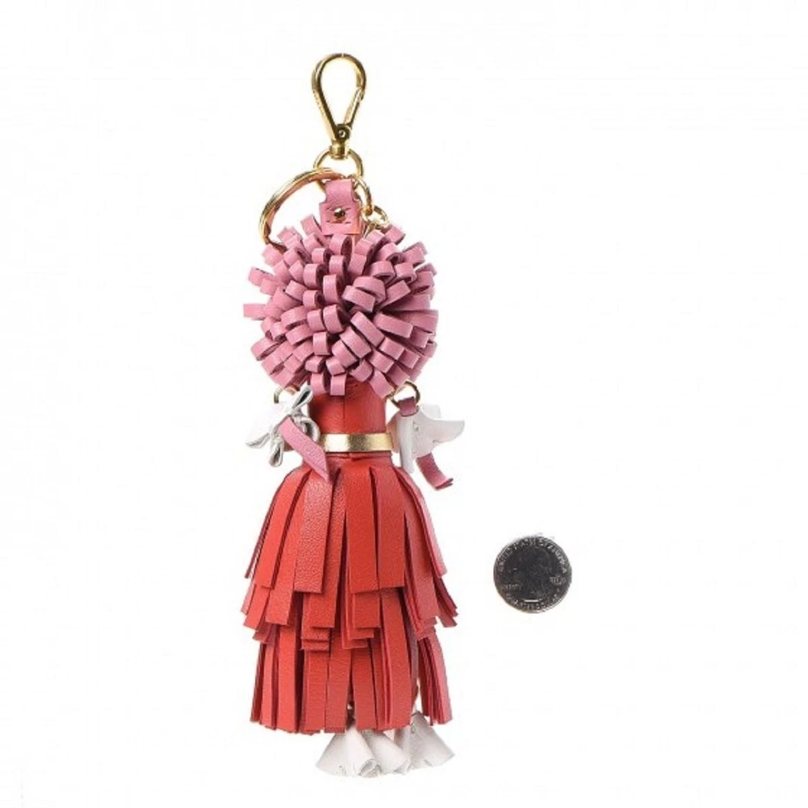 Best deal ๐ฏ Prada Trick Pelle Lacca Wendy Red Pink Leather Keychain 1TL170 ๐ฅฐ - Image 2
