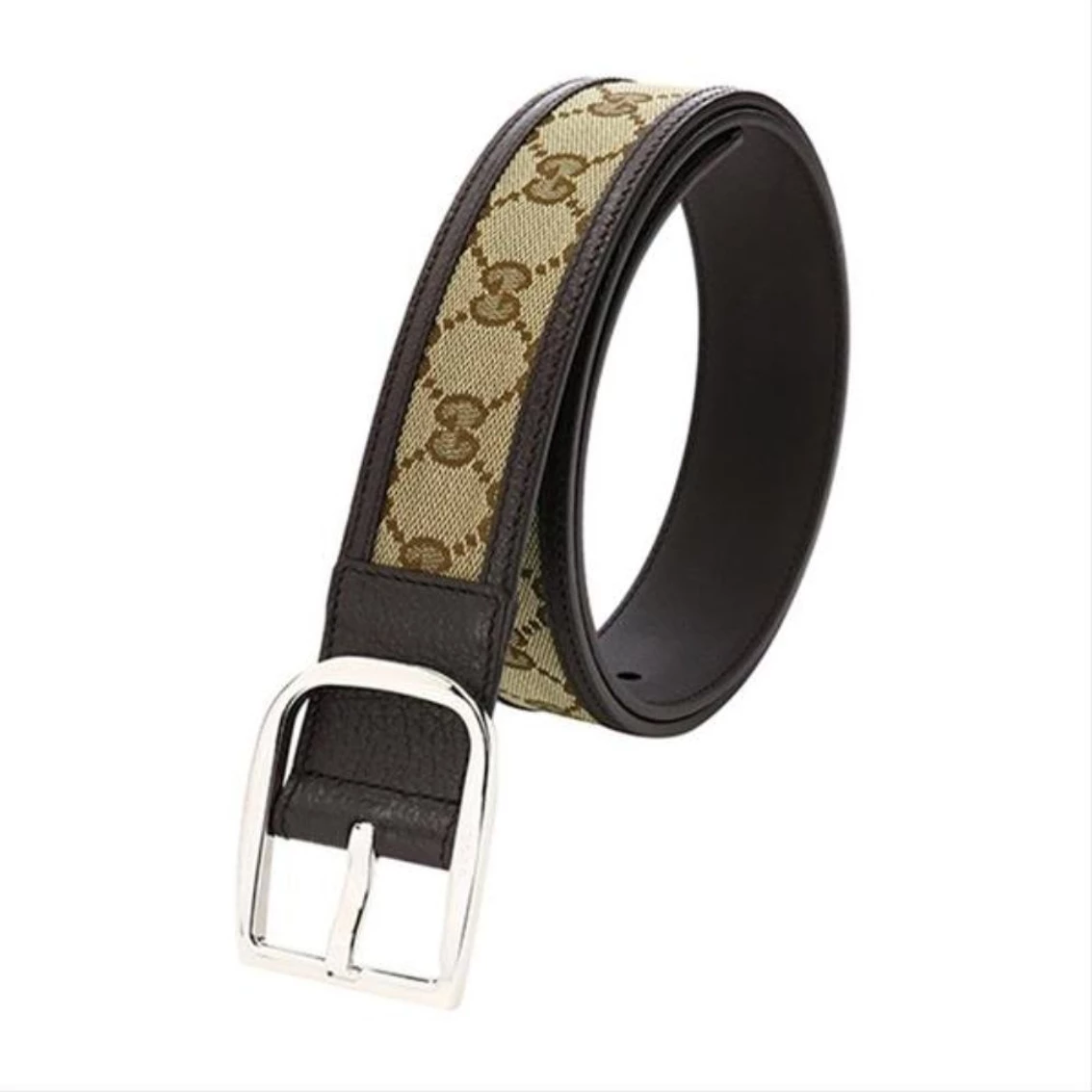 Cheap โค๏ธ Gucci GG Canvas Brown Leather Palladium Buckle Belt 100/40 449716 ๐ - Image 3