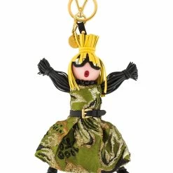 Hot Sale 😀 Prada Trick Pelle Felce Green 👗 Dress Jasmine Doll Keyring Key Charm 1TL171 💯