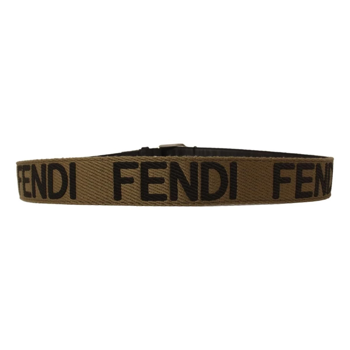 Promo β Fendi Brown Fabric Logo Silver Hardware Belt Size 90/36 7C0367 β€οΈ - Image 2