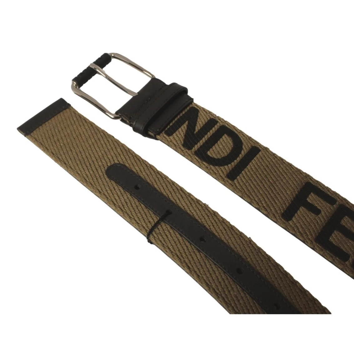 Promo β Fendi Brown Fabric Logo Silver Hardware Belt Size 90/36 7C0367 β€οΈ - Image 3