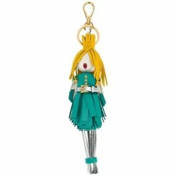 Wholesale ❤️ Prada Trick Pelle Alice Doll Yellow Hair Teal Silver Leather Key Chain 1TL172 🧨