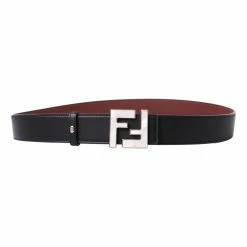 Deals 🎁 Fendi Reversible Black Brown Leather Pearl FF Buckle Belt Size 95 7C0424 ⭐