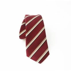 Budget 😉 Prada Mens Silk Tie Bordeaux Red Striped Pattern UCR75 ❤️