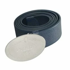 Flash Sale 👍 Prada Navy Blue Saffiano Leather Belt W Silver Belt Buckle 2CM046 Size 90 / 36 😍