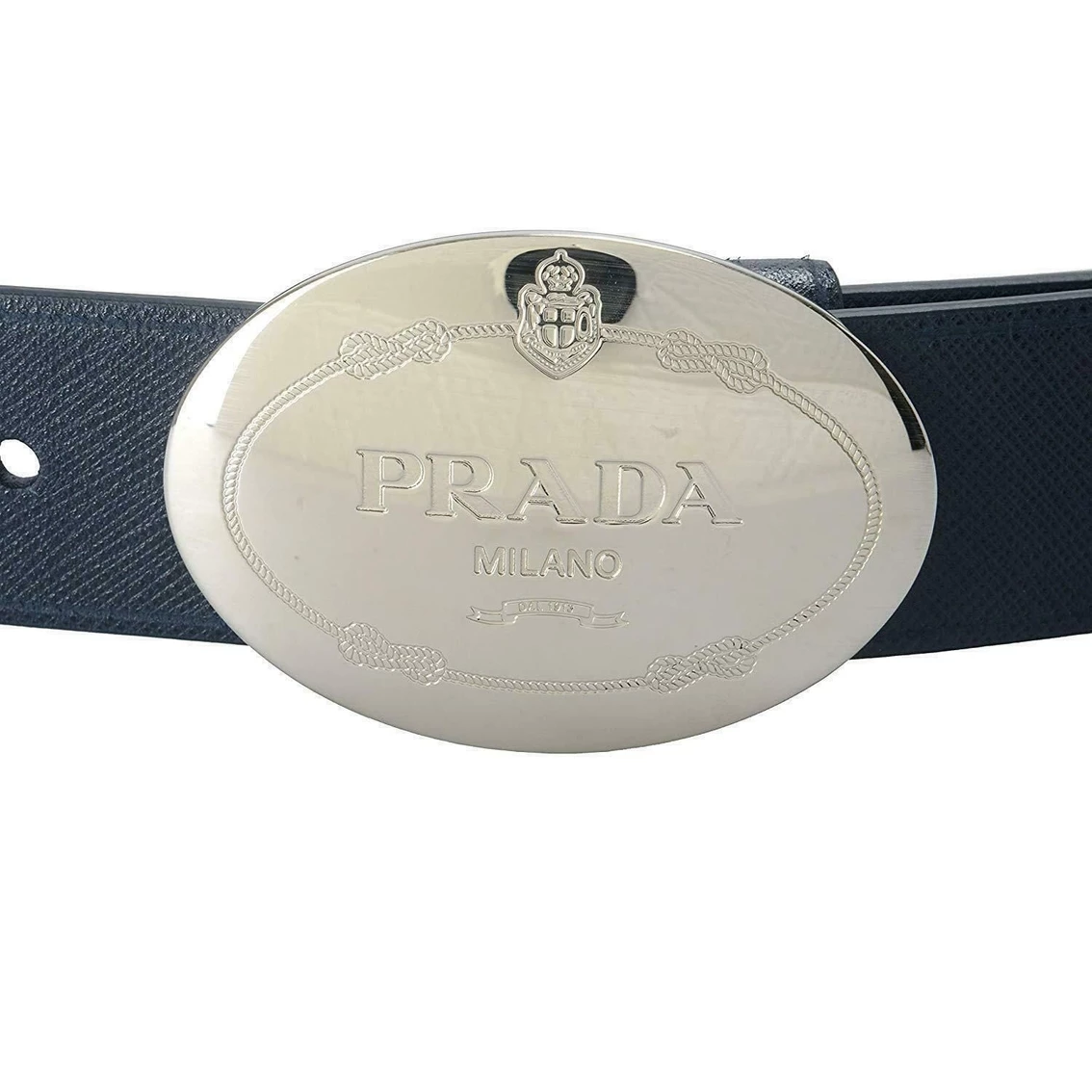 Flash Sale ๐ Prada Navy Blue Saffiano Leather Belt W Silver Belt Buckle 2CM046 Size 90 / 36 ๐ - Image 4