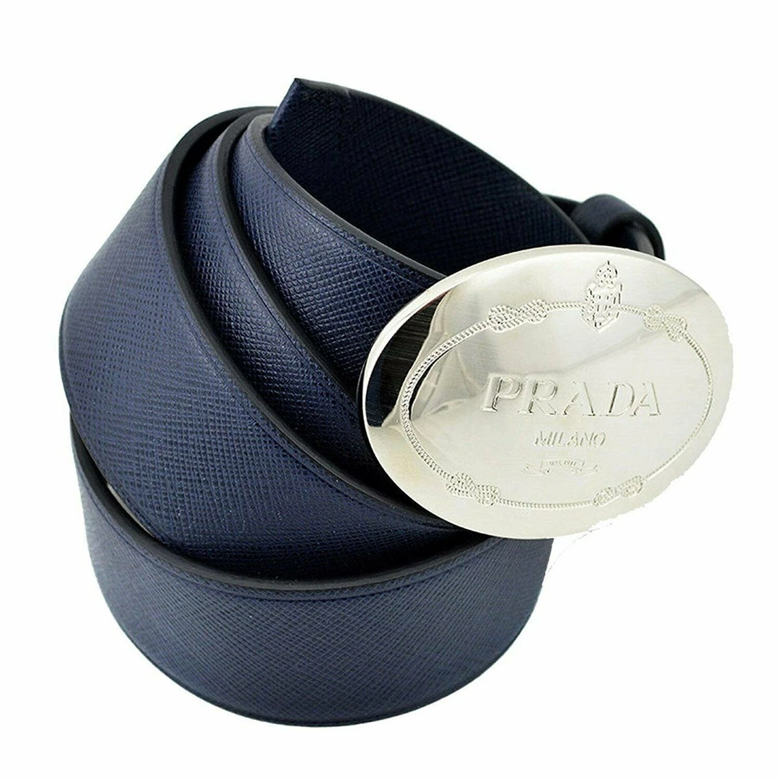 Flash Sale ๐ Prada Navy Blue Saffiano Leather Belt W Silver Belt Buckle 2CM046 Size 90 / 36 ๐ - Image 5