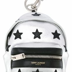 Best reviews of ๐คฉ Saint Laurent Silver/Black Unisex Zip ๐ Backpack Key Chain Black Stars 441914 ๐งจ