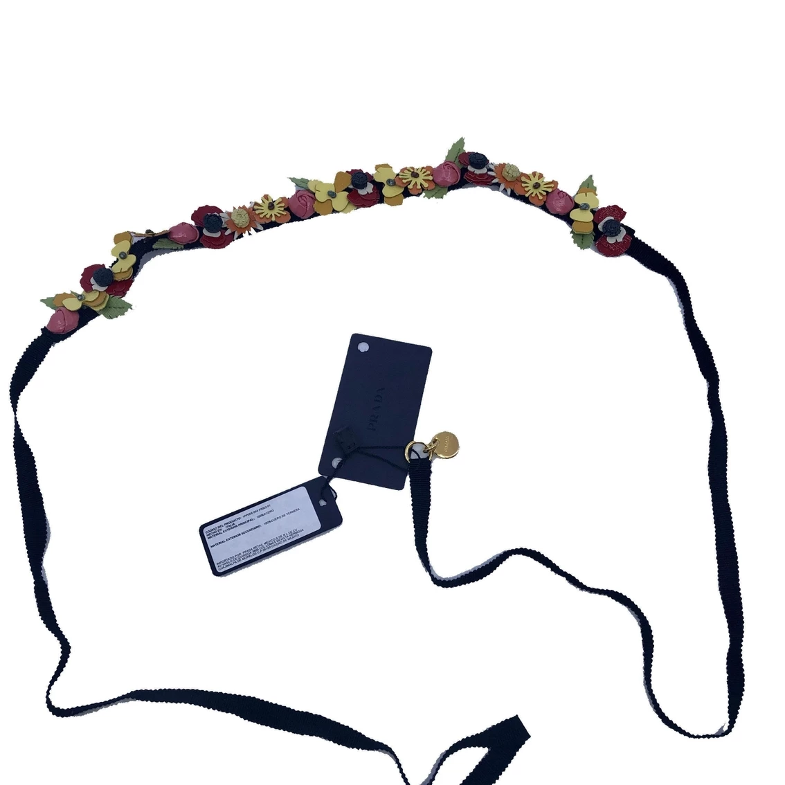 Brand new π Prada π© Women's Collane In Pelle Tu Nero Black Vernice Garden Flower Belt Strap 1IC017 β - Image 2