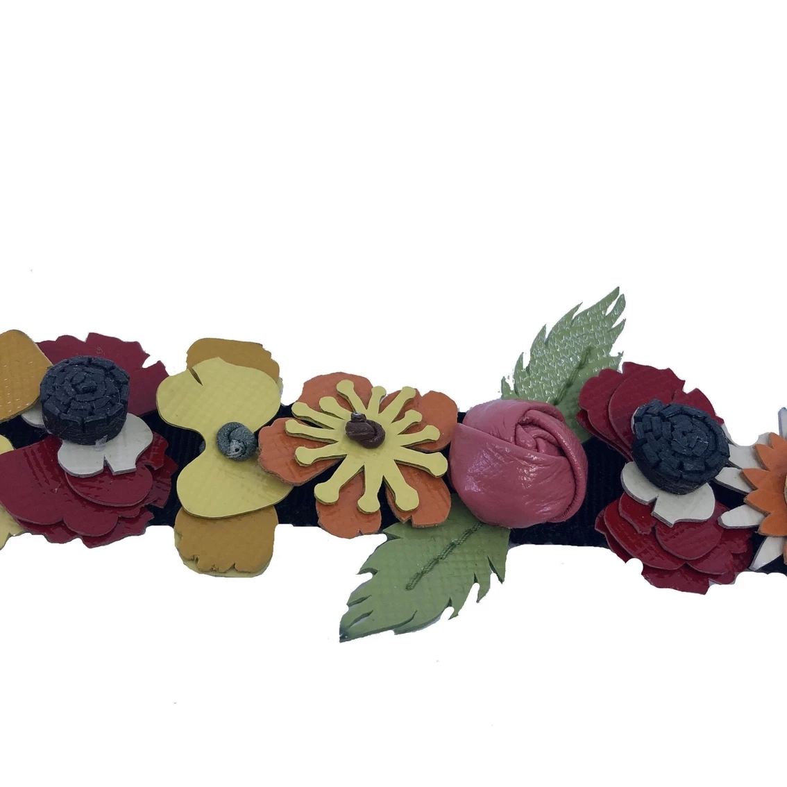 Brand new π Prada π© Women's Collane In Pelle Tu Nero Black Vernice Garden Flower Belt Strap 1IC017 β - Image 4