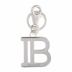 Discount 🛒 Balmain B-Keyring Silver-tone Metal Keychain TN4J001M 🔔
