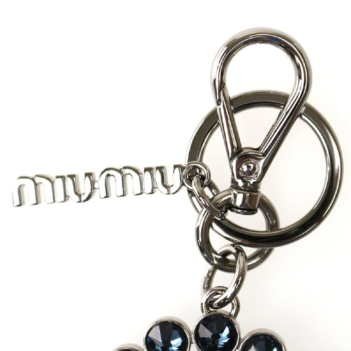 Wholesale ๐ Miu Miu Trick Oval Charm Key Chain With Dark Blue Crystal 5TM092 โญ - Image 3