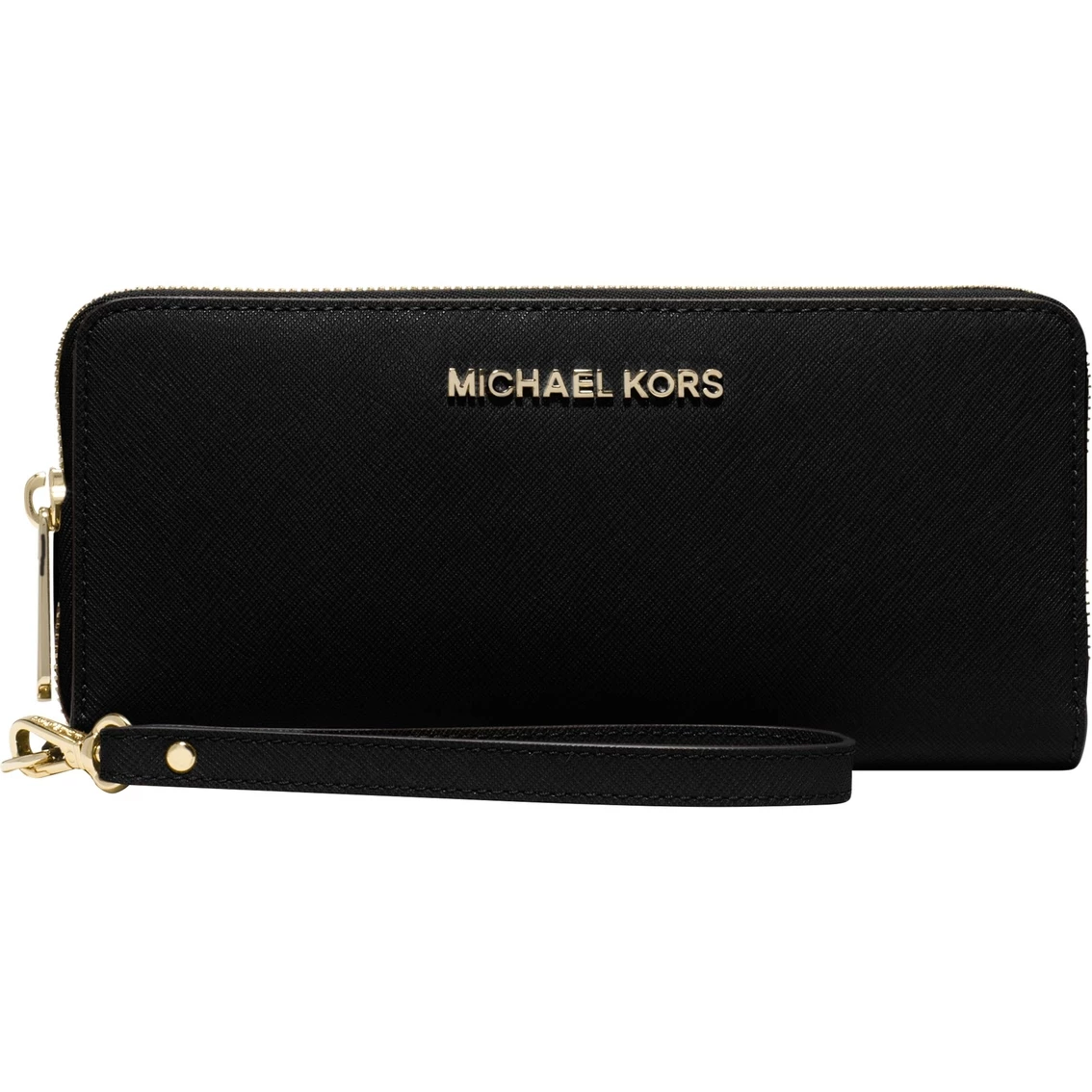 Deals 🎁 MICHAEL KORS 👩 WOMEN'S LEATHER CONTINENTAL WRISTLET BLACK 🥰