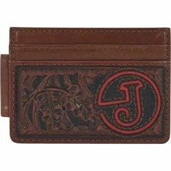 Coupon 😉 Justin Card Wallet, Tooling With Red Underlay Logo 👍