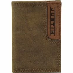 Hot Sale ✔️ Justin Trifold Wallet Two Tone With Emboss Justin Logo 🧨