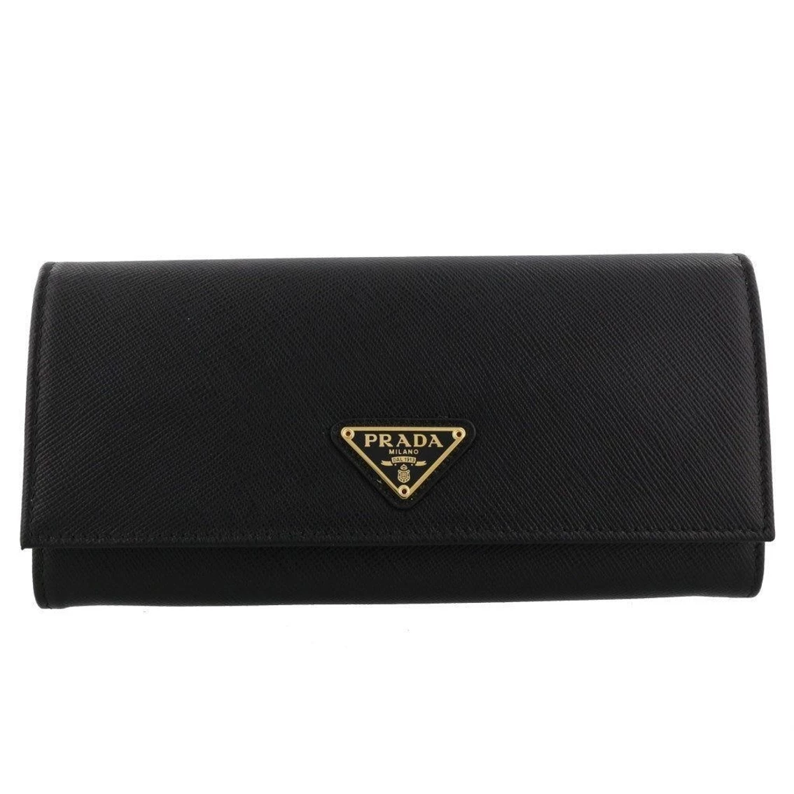 Brand new ๐ Prada Black Saffiano Leather Triangle Logo Continental Wallet 1MH132 ๐