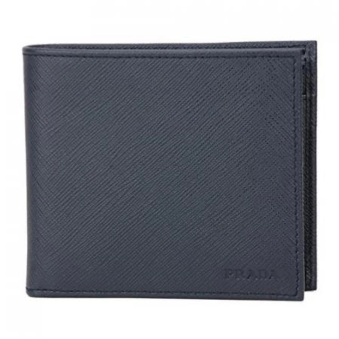 Outlet โค๏ธ Prada Men's Baltico Blue Saffiano Leather Logo Billfold Bifold Wallet 2MO738 โจ