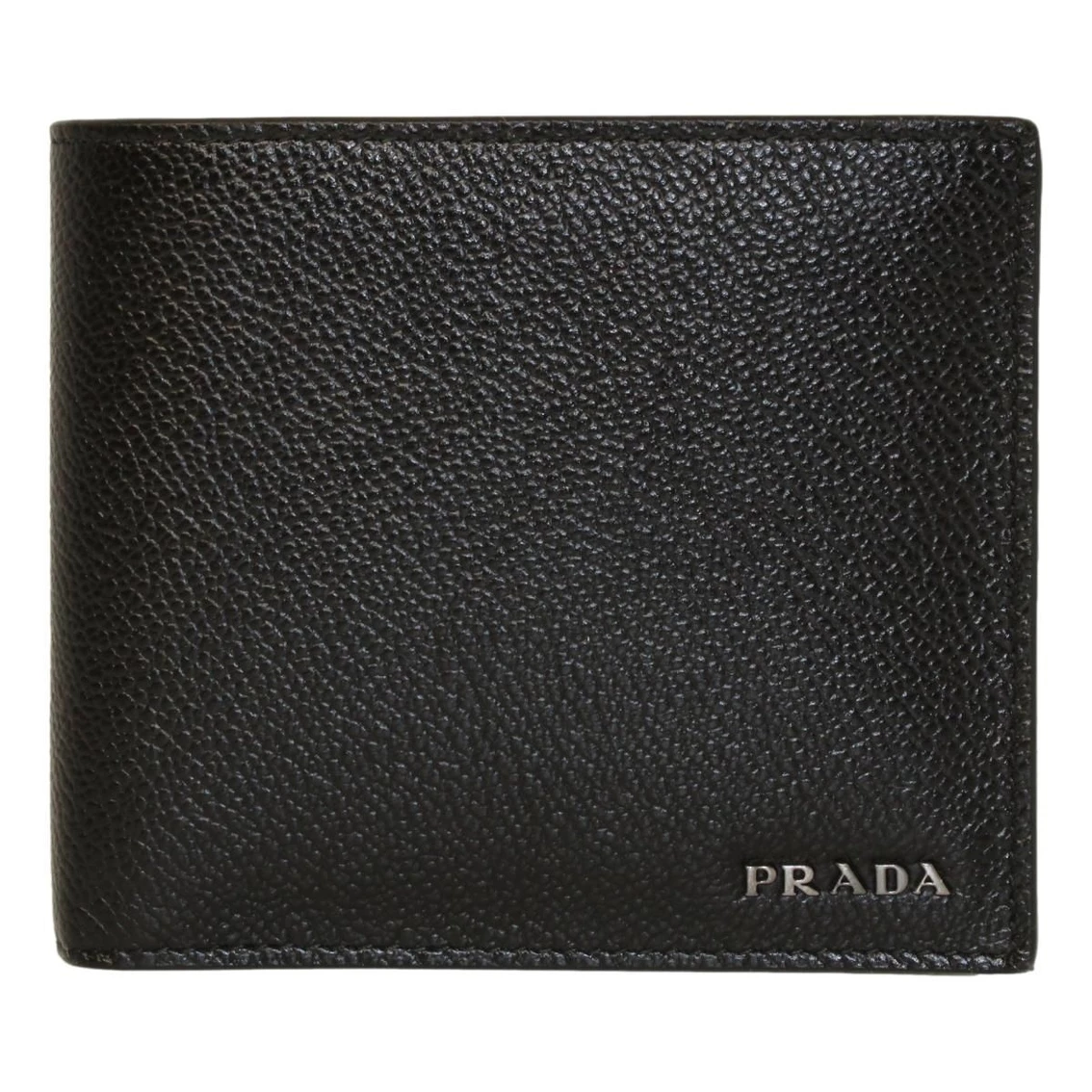 New 🔔 Prada Black Navy Vitello Micro Grain Leather Bifold Wallet 2MO738 💯