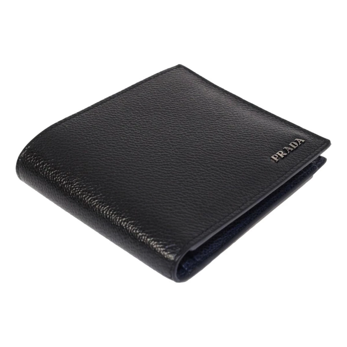New 🔔 Prada Black Navy Vitello Micro Grain Leather Bifold Wallet 2MO738 💯 - Image 3