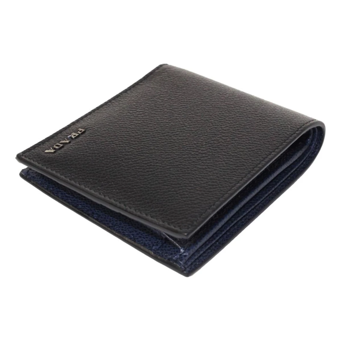 New 🔔 Prada Black Navy Vitello Micro Grain Leather Bifold Wallet 2MO738 💯 - Image 4