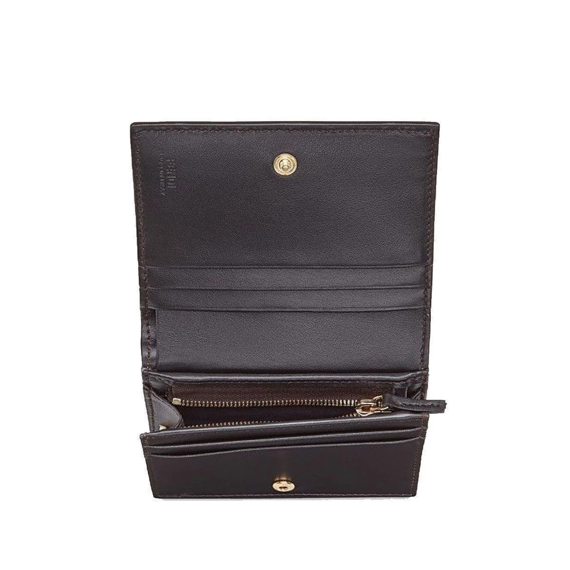 Best Sale β€οΈ Fendi Calf Leather F Logo Brown Pink Small Bifold Wallet 8M0420 π€© - Image 4