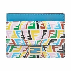 Deals 😀 Fendi Vertigo Baguette Multicolor Leather Card Holder Wallet 8M0423 ✨